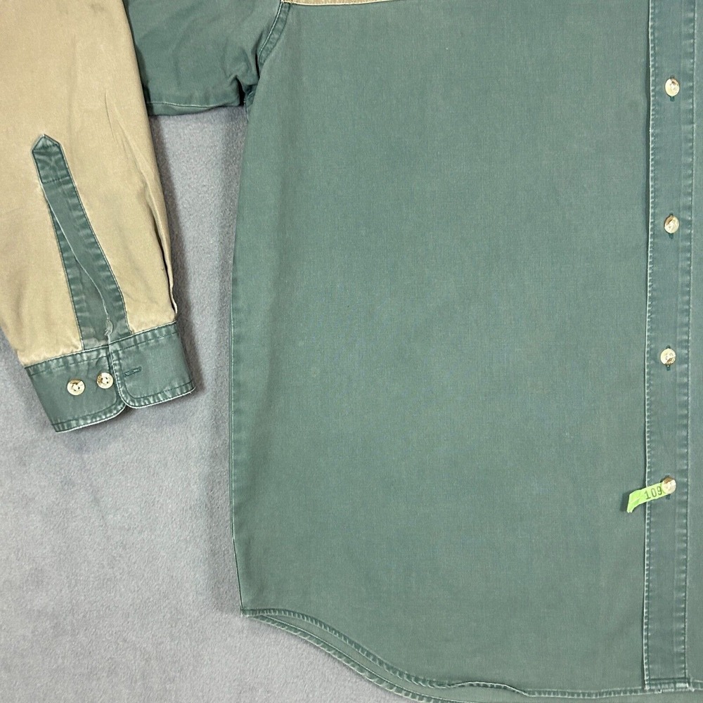 Columbia Men's Green and Tan Casual Button Down Shirt - Picture 5 of 14
